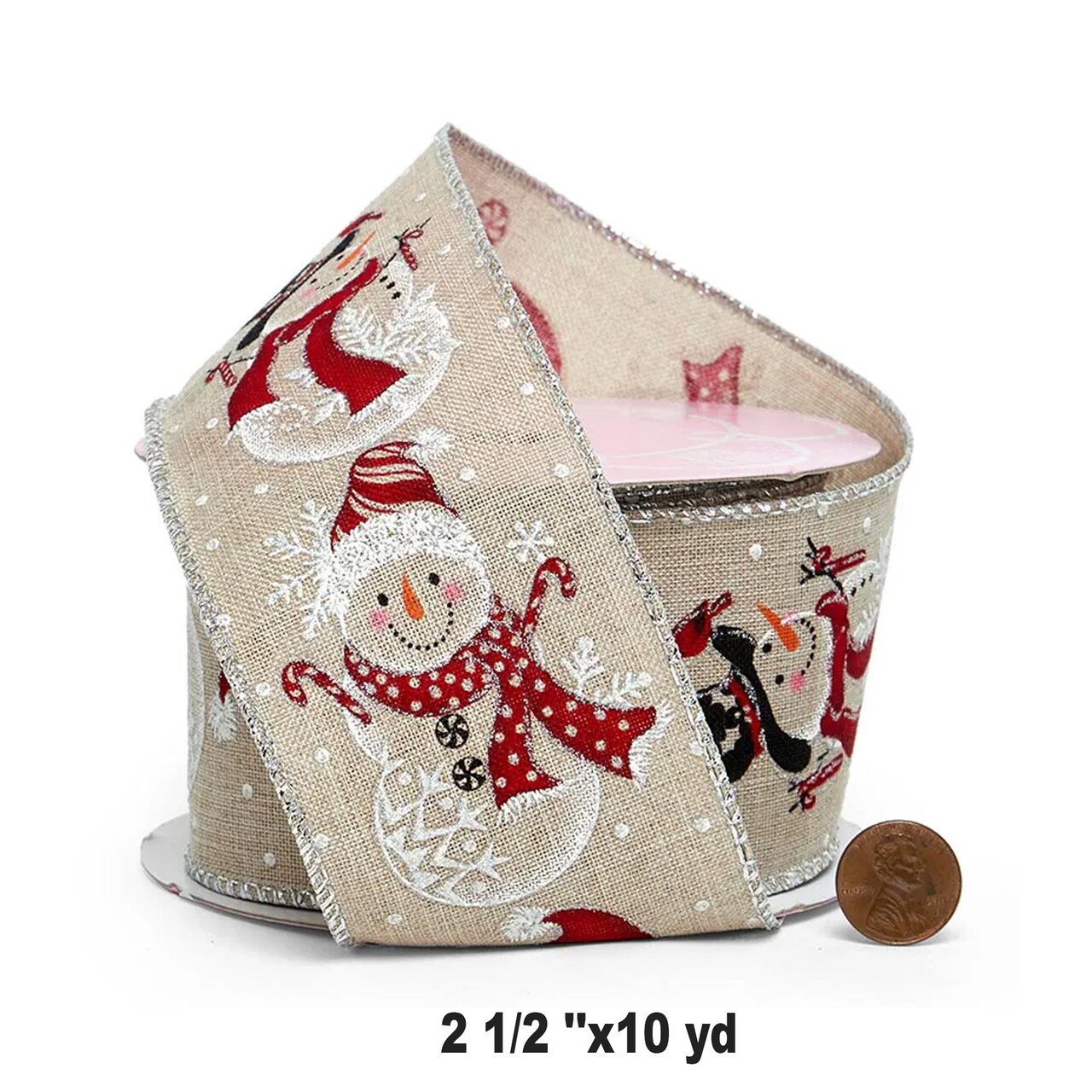 1 Roll Christmas Ribbons for Craft Projects 2.5" x 10 yd Festive Holiday Ribbon